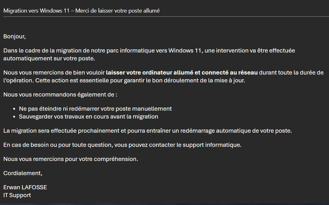 Migration Windows 11